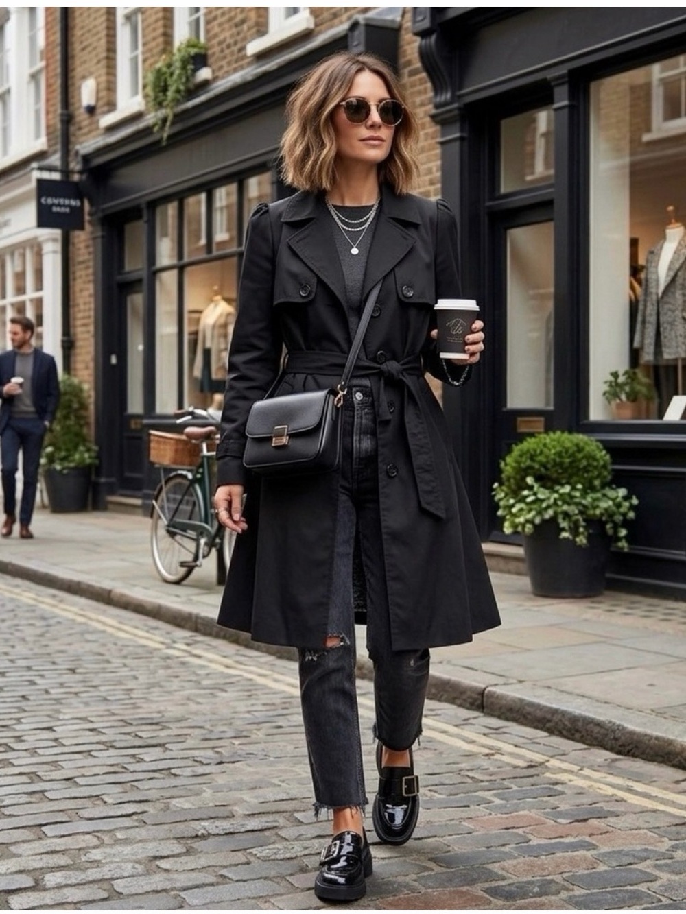 H&M Women’s Black Belted Trench Coat - NWOT